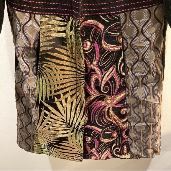 PINK MARTINI Sz L Arabesque Style Colour Block Quilted Lining Pockets Coat - Picture 2 of 11